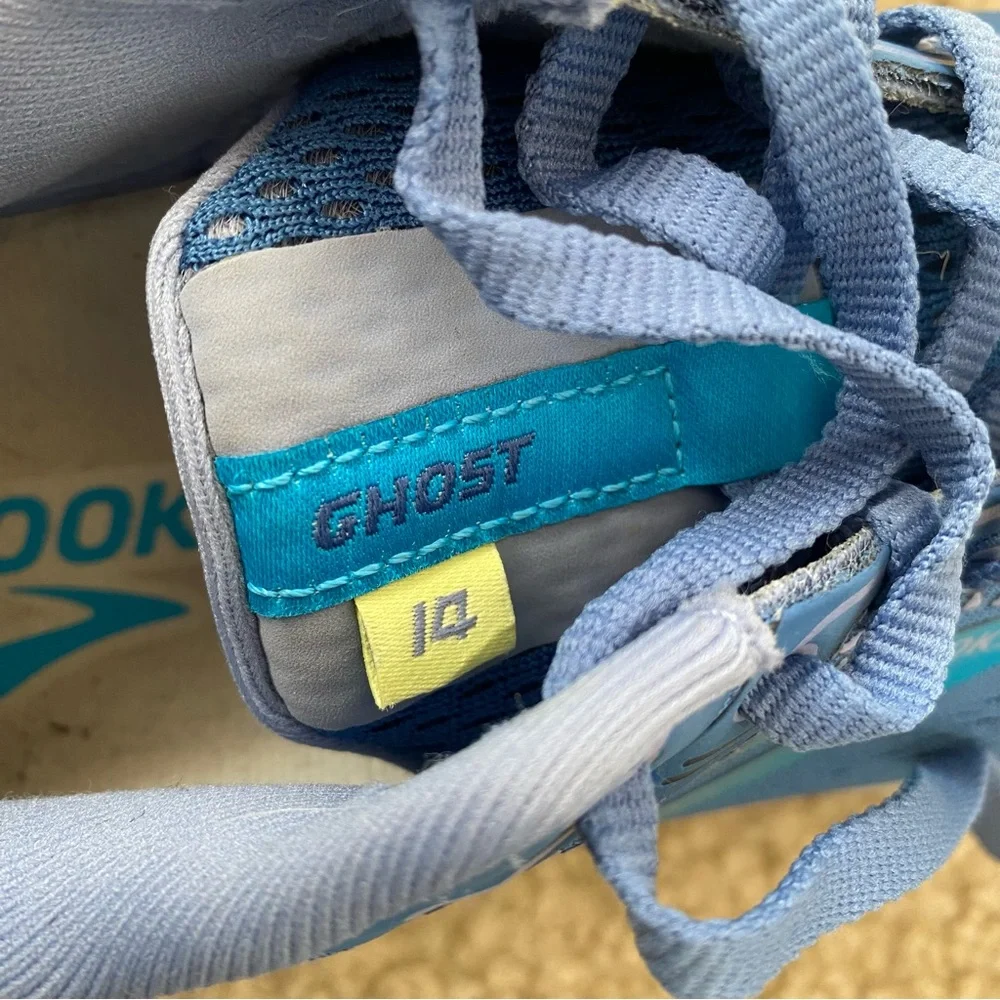 💋SOLD💋Brooks Women's Ghost 14 Blue/Ocean/Oyster Running Shoes Size 7.5 - Picture 9 of 10